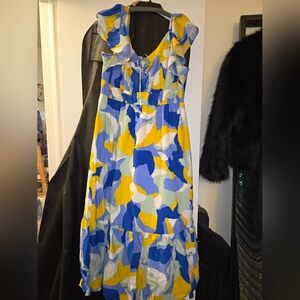 Yellow, Blue, & White Nine West Maxi Dress